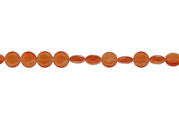 BEADS FROM NATURAL STONES - CAT'S EYE - BONIBON - 10x4mm ORANGE (DARK) - STRING (40pcs.) Hole-1.0mm