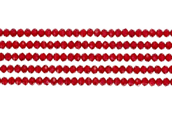 GLASS BEADS - FACETED RONDELLE CRYSTALS - 6x5mm - TRANSPARENT - RED 034 - STRING (88pcs.) Hole-1.2mm