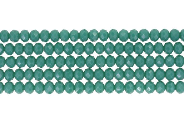 GLASS BEADS - FACETED RONDELLE CRYSTALS - 8x6mm - OPAQUE - TURQUOISE GREEN 055А - STRING (66pcs.) Hole-1.5mm