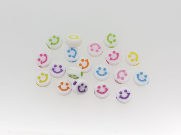 ACRYLIC BEADS - SMILEY FACE - DISK 02 - 10x5mm MIX (LIGHT) - PACKAGE 500g Hole-2.5mm (1460pcs.)