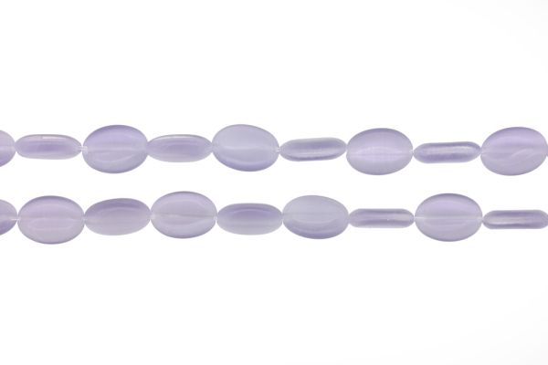 BEADS FROM NATURAL STONES - CAT'S EYE - OVAL - 14x10x4mm PURPLE (LIGHT) 02 - PACKAGE (2x28pcs.) Hole-1.0mm