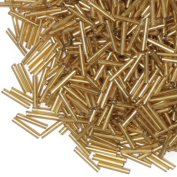 СТЪКЛЕНИ МЪНИСТА СИНЦИ - ПРЪЧИЦИ 11х2мм - СРЕБРИСТА НИШКА - ЗЛАТИСТО 22 - 50 гр. Отвор-0.8мм