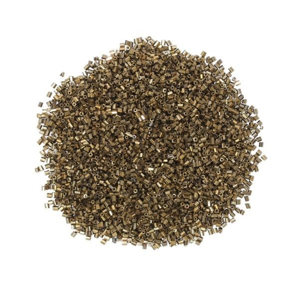 GLASS SEED BEADS - 2 CUT 2x2mm - IRIS - GOLD (DARK) 701 - PACKAGE 450g Hole-0.8mm