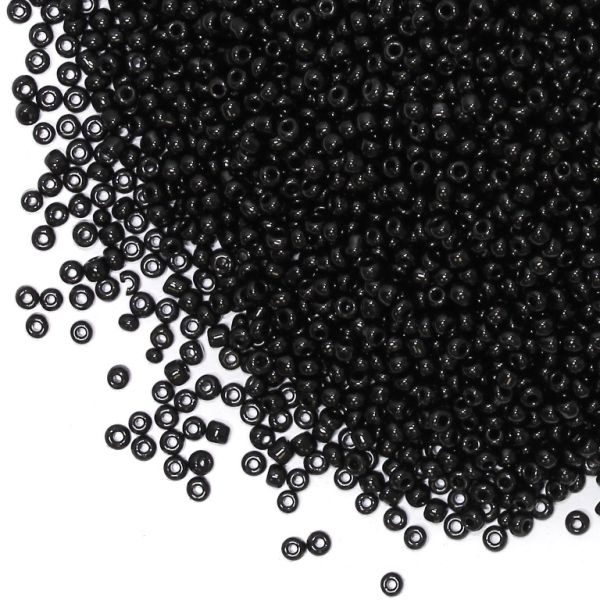 GLASS SEED BEADS - BALL 2mm - OPAQUE - BLACK 49 - 50g Hole-0.8mm