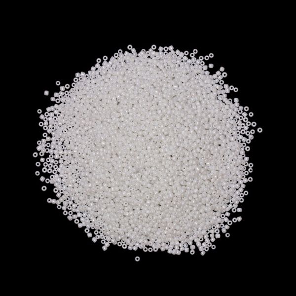 GLASS SEED BEADS - BALL 2mm - OPAQUE LUSTERED - WHITE 121 - PACKAGE 450g Hole-0.8mm