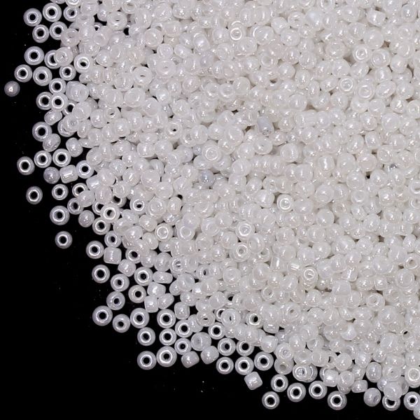 GLASS SEED BEADS - BALL 2mm - CEYLON - WHITE 141 - 50g Hole-0.8mm