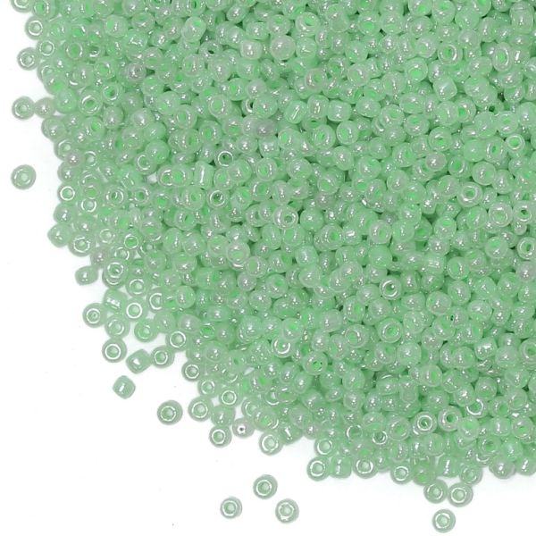 GLASS SEED BEADS - BALL 2mm - CEYLON - MINT (LIGHT) 144 - 50g Hole-0.8mm