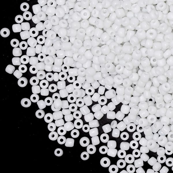 СТЪКЛЕНИ МЪНИСТА СИНЦИ - ТОПЧЕ 3мм - ПЛЪТНИ - БЯЛО 41 - 50 гр. Отвор-1.0мм