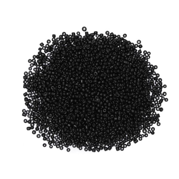 GLASS SEED BEADS - BALL 3mm - OPAQUE - BLACK 49 - PACKAGE 450g Hole-1.0mm
