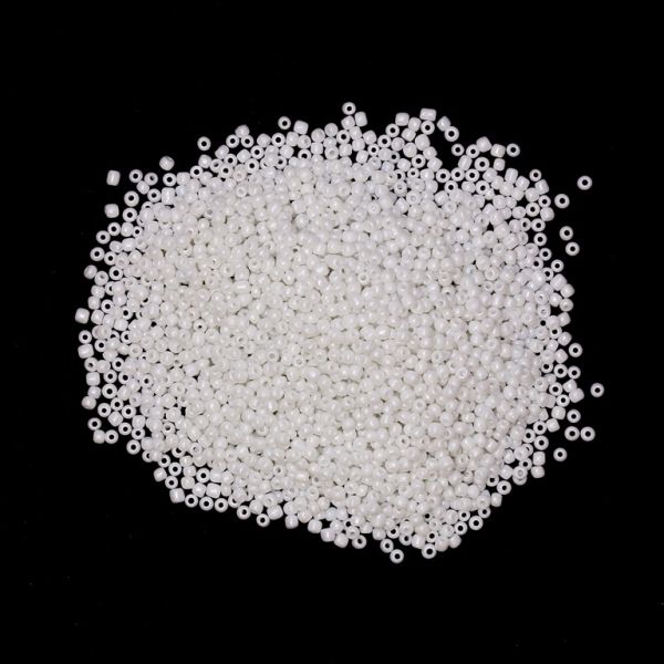 GLASS SEED BEADS - BALL 3mm - OPAQUE LUSTERED - WHITE 121 - PACKAGE 450g Hole-1.0mm