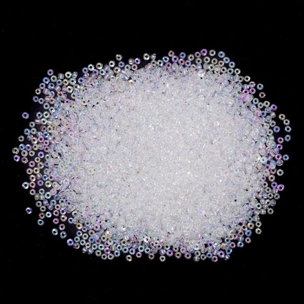 GLASS SEED BEADS - BALL 3mm - TRANSPARENT RAINBOW - WHITE 161 - PACKAGE 450g Hole-1.0mm