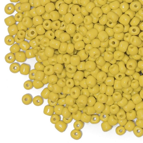 GLASS SEED BEADS - BALL 4mm - OPAQUE - YELLOW 42 - 50g Hole-1.5mm