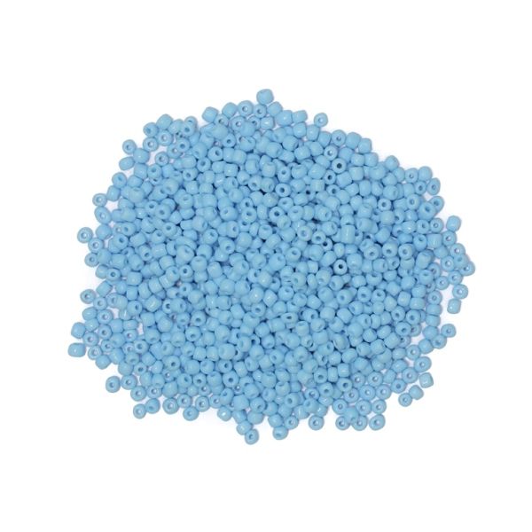 GLASS SEED BEADS - BALL 4mm - OPAQUE - BLUE (LIGHT) 43 - PACKAGE 450g Hole-1.5mm