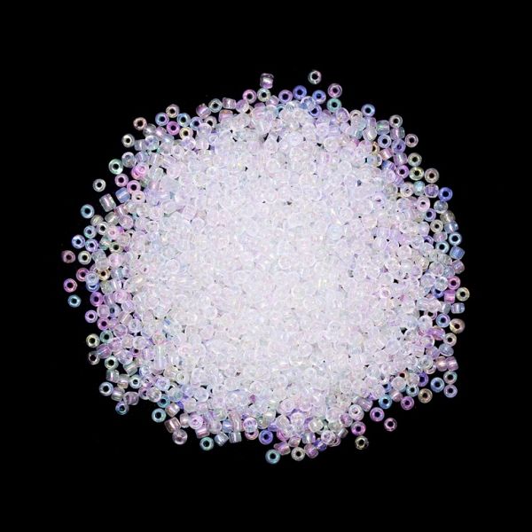 GLASS SEED BEADS - BALL 4mm - TRANSPARENT RAINBOW - WHITE 161 - PACKAGE 450g Hole-1.5mm