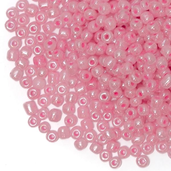 GLASS SEED BEADS - BALL 4mm - CEYLON - PINK 145 - 50g Hole-1.5mm