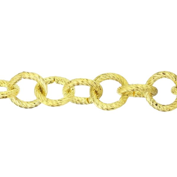 METAL CHAIN - TEXTURED ROUND LINK CABLE - 2x11mm GOLD - ROLL 25meters