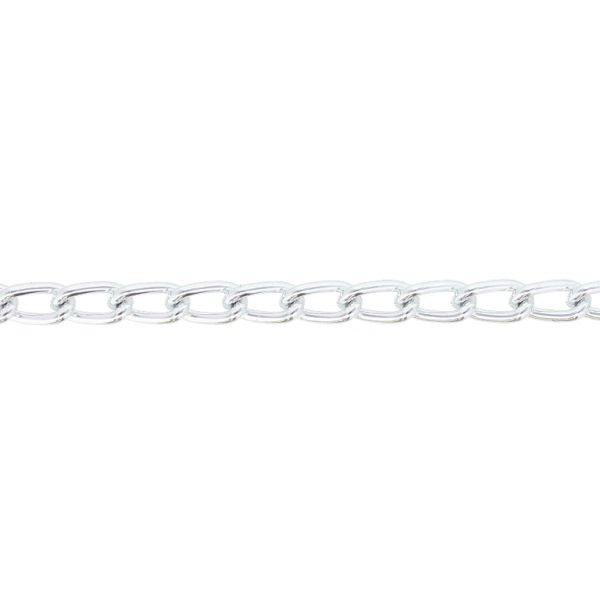 METAL CHAIN - ALUMINUM - TAIL EXTENSION EXTENSION - 1.0x6.5x3.5mm SILVER - ROLL 40meters