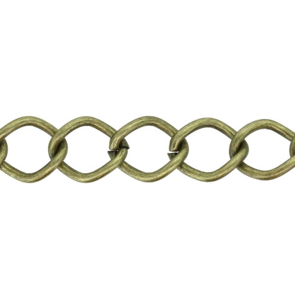 МЕТАЛЕН СИНДЖИР - TWISTED DIAMOND LINK ПЛЕТКА - 2х13х11мм СТАРО ЗЛАТО - 1метър