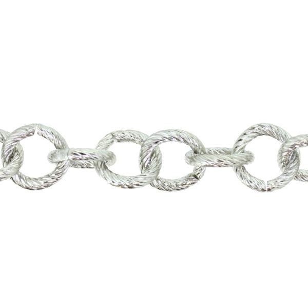 METAL CHAIN - TEXTURED ROUND LINK CABLE - 2x11mm NICKEL - 1meter