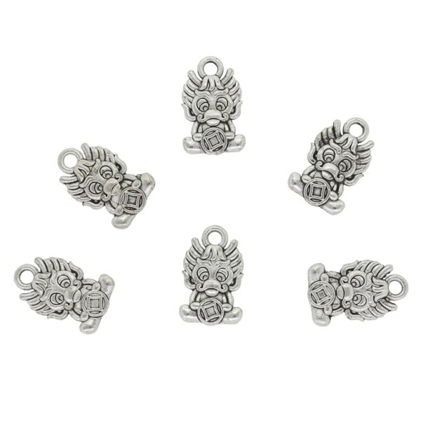 МЕТАЛНИ МЪНИСТА - ВИСУЛКА - ТАЛИСМАН ДРАКОН - 10х15х2.5мм НИКЕЛ - 10 бр. Отвор-2.0мм