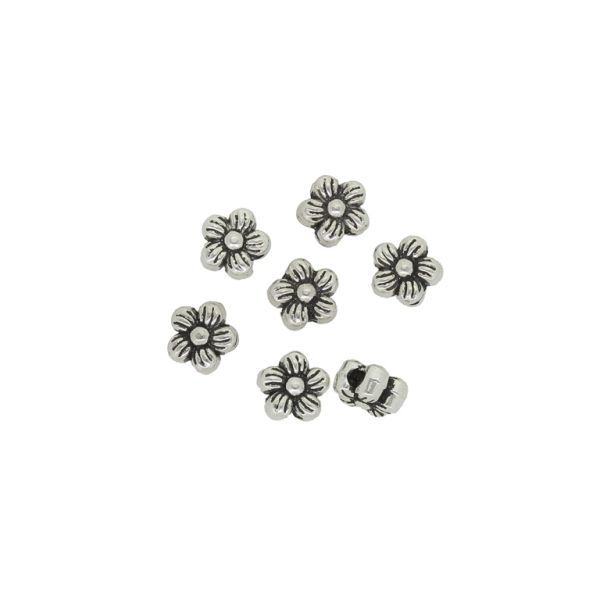 METAL BEADS - FLOWER RELIEF 03 - 6x4mm NICKEL - 25pcs. Hole-1.8mm