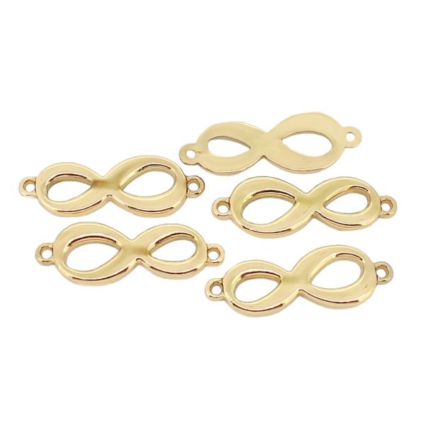 METAL - CHARMS CONNECTOR 2 HOLES UV COATING - INFINITY - 30x11x2mm GOLD COLOR - PACKAGE 30pcs. Hole-1.5mm