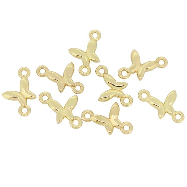 METAL - CHARMS CONNECTOR 2 HOLES UV COATING - BUTTERFLY 01 - 18x12x2.5mm GOLD COLOR - 10pcs. Hole-2.0mm