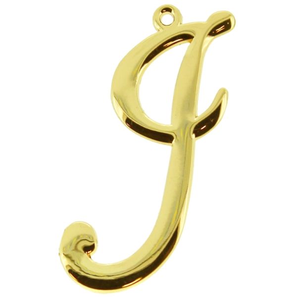 METAL - CHARMS PENDANT 1 HOLE UV COATING - LETTER I - 23x45x1.8mm GOLD COLOR - PACKAGE 10pcs. Hole-1.8mm