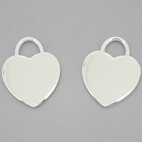 METAL - CHARMS PENDANT 1 HOLE UV COATING - HEART 02 - 25x31x2mm SILVER COLOR - PACKAGE 20pcs. Hole-7.0mm