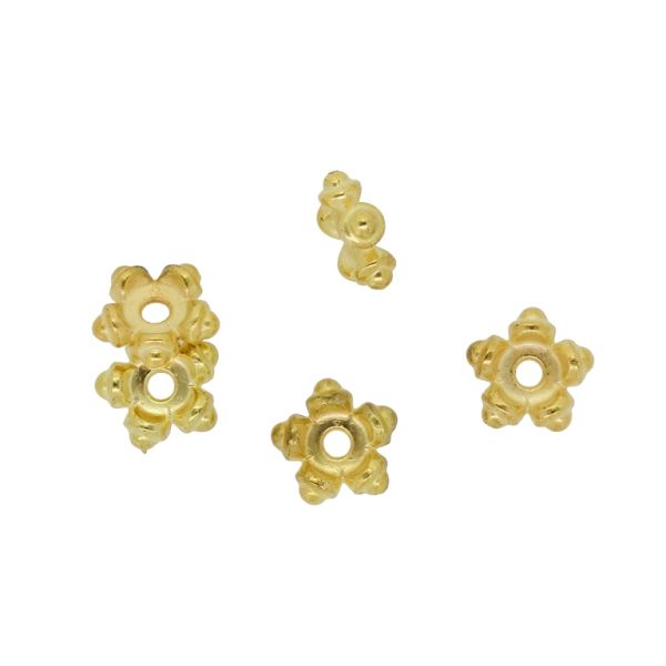 METAL PLATED PLASTIC / CCB BEADS - FLOWER SEPARATOR 01 - 11mm GOLD - PACKAGE 250g Hole-2.5mm (1280pcs.)