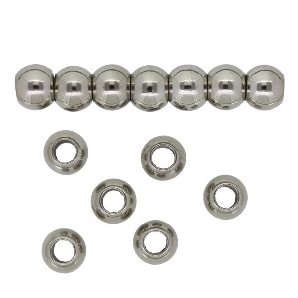 METAL PLATED PLASTIC / CCB BEADS - BALL - 9.5x11.5mm NICKEL - 50g Hole-5.8mm (70pcs.)