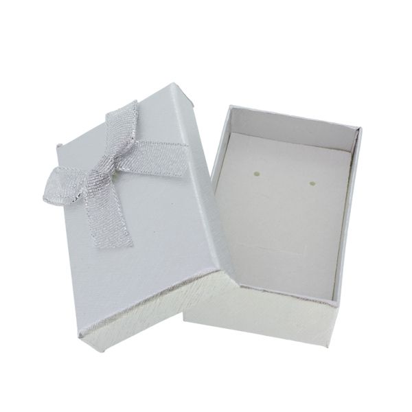 GIFT BOX FOR SET - 5x8x2.5cm - RIBBON 01 - SILVER - PACKAGE 24pcs.