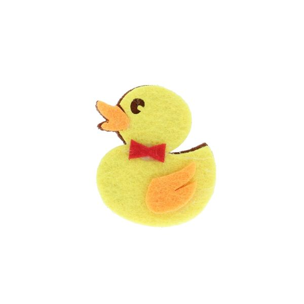 TEXTILE BEADS - FELT - DUCK WITH BOW TIE 01 - 35x38mm YELLOW - PACKAGE 15pcs.