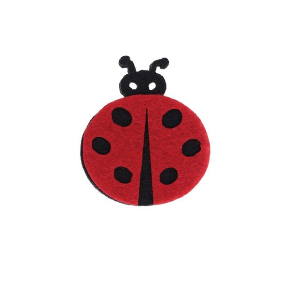 TEXTILE BEADS - FELT - LADYBUG 01 - 35x42mm RED AND BLACK - PACKAGE 20pcs.