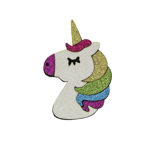 TEXTILE BEADS - FELT - UNICORN 01 - 36x55mm WHITE - PACKAGE 10pcs.