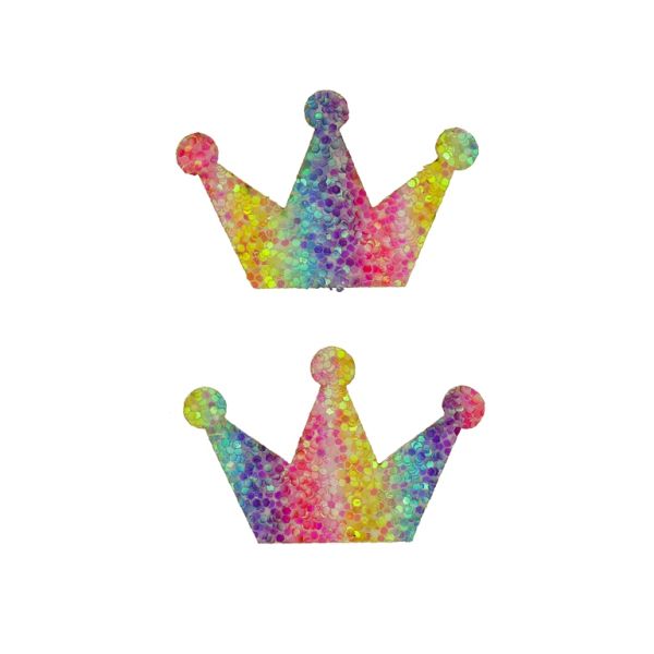 TEXTILE BEADS - FELT - CROWN 02 - 40x26mm RAINBOW (DARK) - PACKAGE 25pcs.