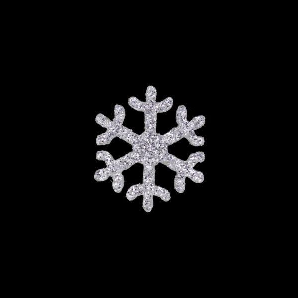 TEXTILE BEADS - FELT - SNOWFLAKE 02 - 20mm SILVER - PACKAGE 50pcs.