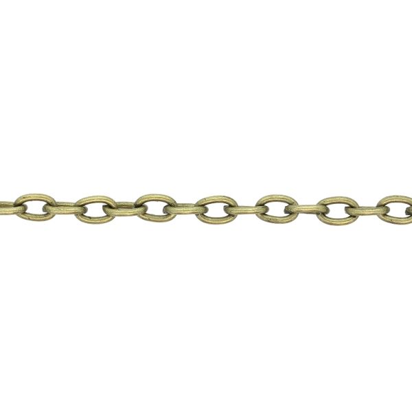 METAL CHAIN - CABLE OVAL - 1.0x5.5x3.5mm ANTIQUE BRONZE - ROLL 100meters