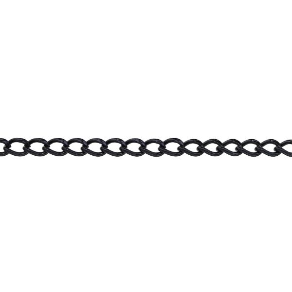 METAL CHAIN - TAIL EXTENSION EXTENSION - 0.8x4.5x3.5mm BLACK - NICKEL FREE - ROLL 100meters