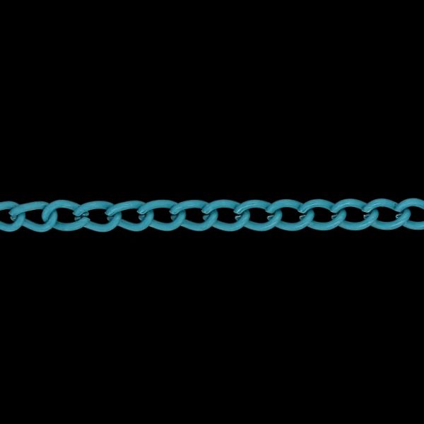 METAL CHAIN - COLORFUL - TAIL EXTENSION EXTENSION - 1.0x6.5x3.5mm TURQUOISE - ROLL 100meters