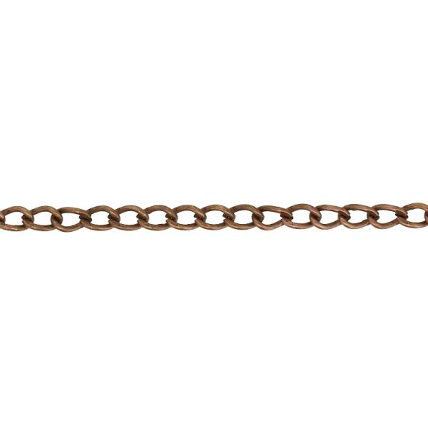METAL CHAIN - TAIL EXTENSION EXTENSION - 0.7x4x2.5mm ANTIQUE BRASS - NICKEL FREE - ROLL 100meters