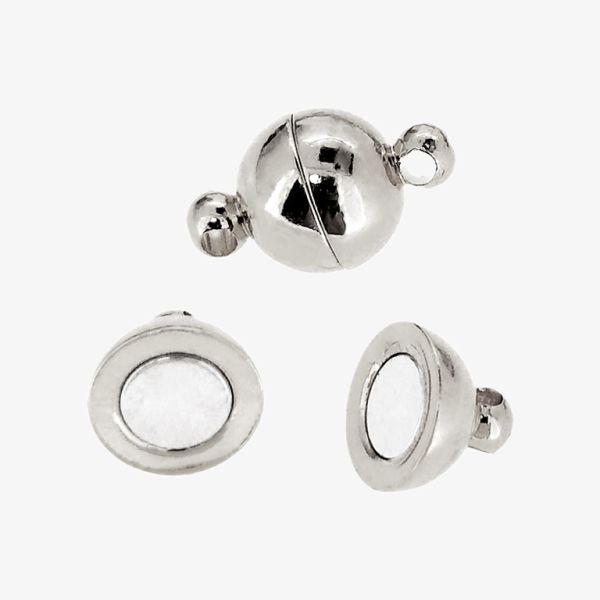 METAL ELEMENTS - ROUND BALL MAGNETIC CLASP - 10x16mm NICKEL COLOR - 1pcs. Hole-1.5mm
