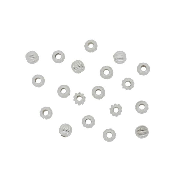 METAL BEADS - BALL RELIEF STRIPES 07 - 4mm SILVER - 50pcs. Hole-1.7mm