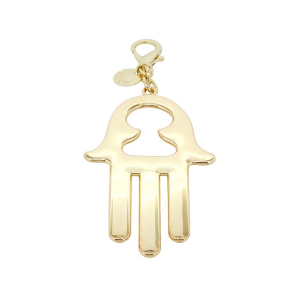 METAL - CHARMS PENDANT WITH CLASP 1 HOLE UV COATING 21mm - THE HAND OF FATIMA - 41x68x2mm GOLD COLOR - PACKAGE 6pcs. Hole-2.4mm