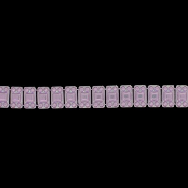 PLASTIC BEADED TRIM GARLAND - TILE 01 - 8x14mm PURPLE (LIGHT) AB - ROLL 10yards(9m)