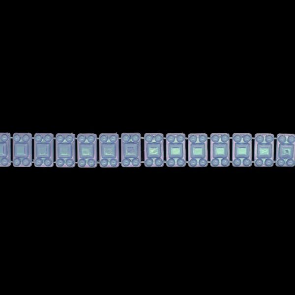 PLASTIC BEADED TRIM GARLAND - TILE 01 - 8x14mm BLUE SKY AB - ROLL 10yards(9m)