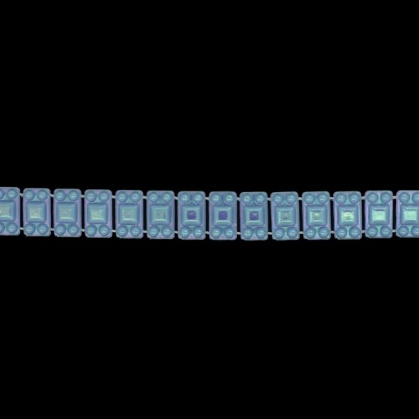 PLASTIC BEADED TRIM GARLAND - TILE 01 - 8x14mm TURQUOISE (LIGHT) AB - ROLL 10yards(9m)