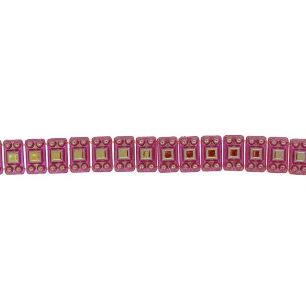 PLASTIC BEADED TRIM GARLAND - TILE 01 - 8x14mm RED 02 AB - ROLL 10yards(9m)