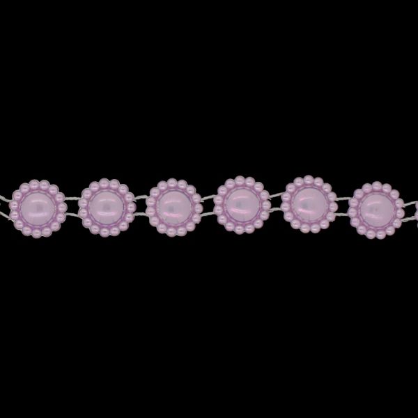 PLASTIC BEADED TRIM GARLAND - FLOWER 05 - 17x5mm PURPLE (LIGHT) AB - ROLL 10meters