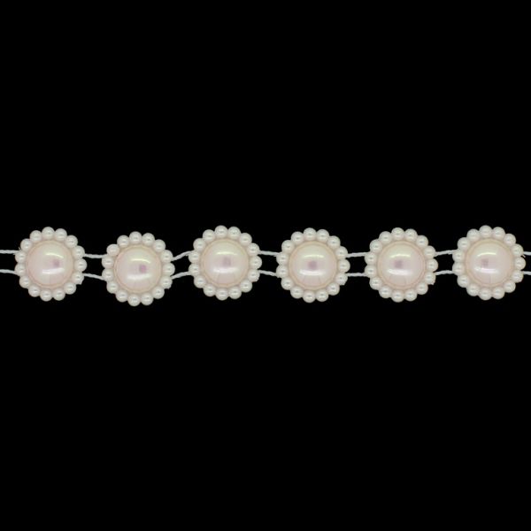 PLASTIC BEADED TRIM GARLAND - FLOWER 05 - 17x5mm PINK (LIGHT) AB - ROLL 10meters